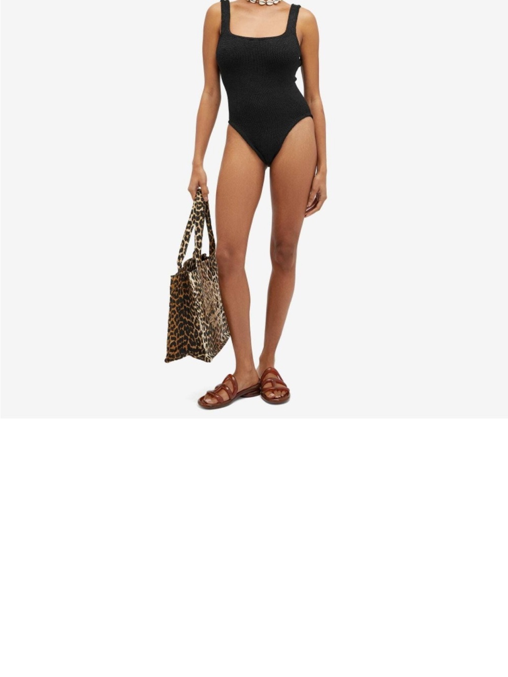 Hunza G Black Square Neck Crinkle One-Piece Swimsuit. Not Used - Picture 4 of 9